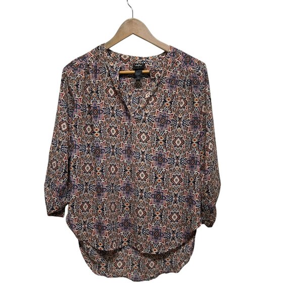 Daytrip Fall Color High Low Long Tabbed Sleeve Blouse Size M - Picture 1 of 3